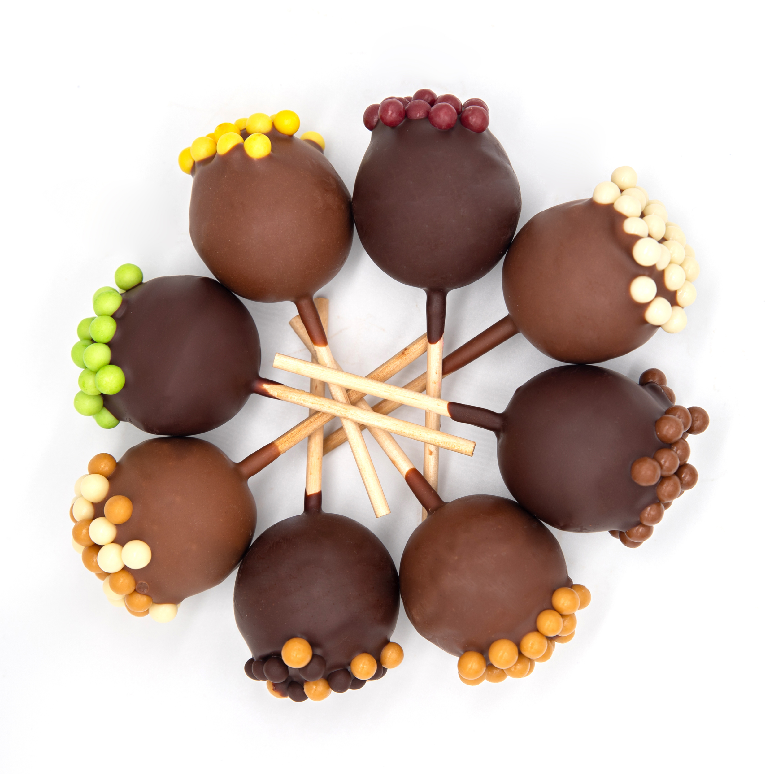 coffret d'assortiment de 8 sucettes en chocolat