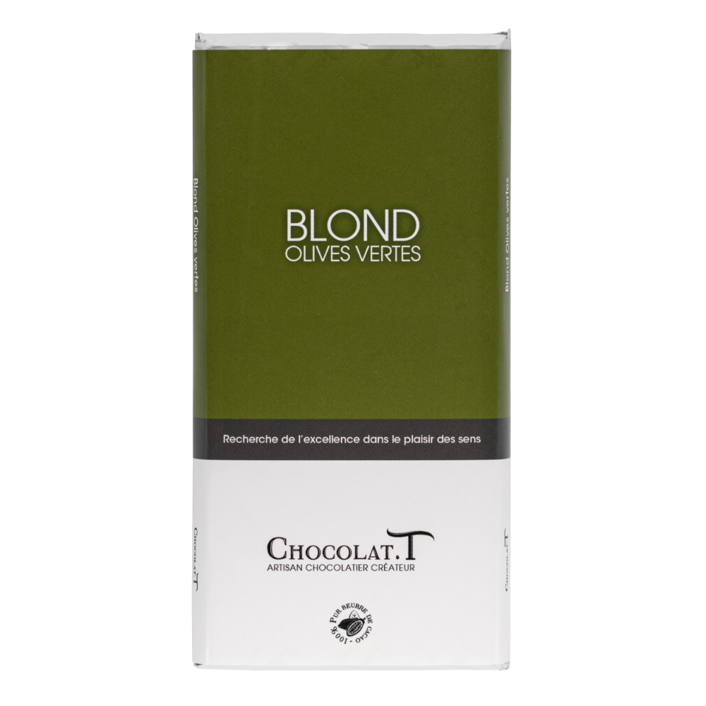 tablette chocolat blond olives vertes